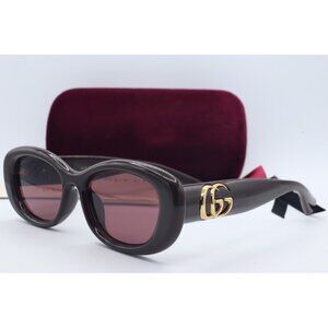 Gucci GG 1829SK 004 Cat Eye Brown Sunglasses Maui Rose Lenses 53mm